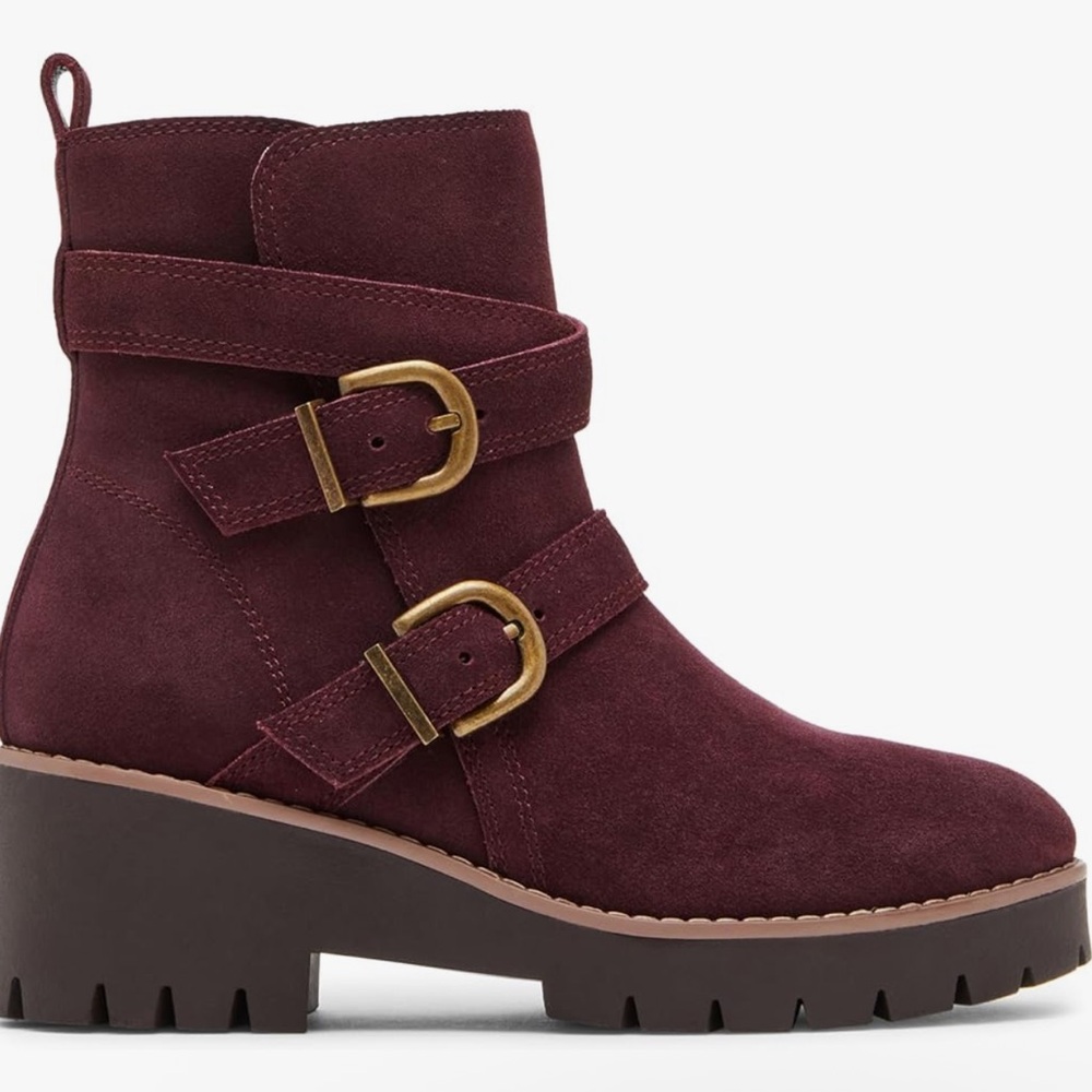 Blondo Wine Suede Buckle Ankle Boots - Picture 2 of 15